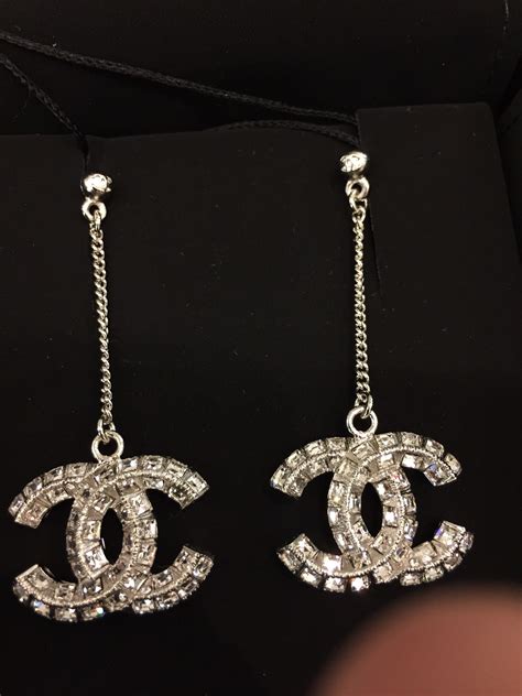 chanel mini crystal earrings|chanel crystal drop earrings.